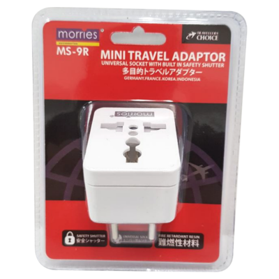 Morries MS-9R Mini Travel Adaptor 2 Round Pin Plug (White)