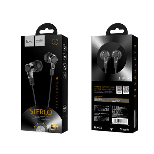 Hoco M52 Universal Wired Earphone With Mic (Black)