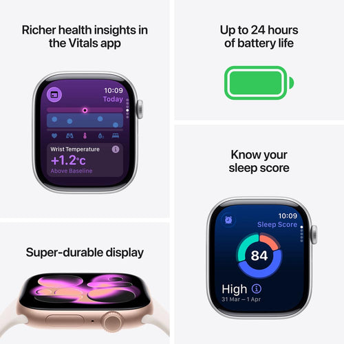 Apple Watch Series 11 GPS 42mm Jet Black Aluminium Case with Black Sport Band - M/L (MEQU4X/A)