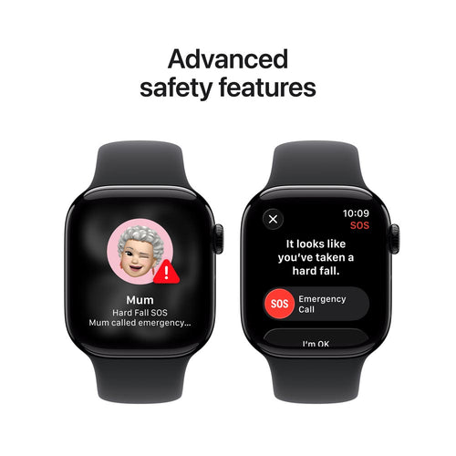 Apple Watch Series 11 GPS 42mm Jet Black Aluminium Case with Black Sport Band - M/L (MEQU4X/A)