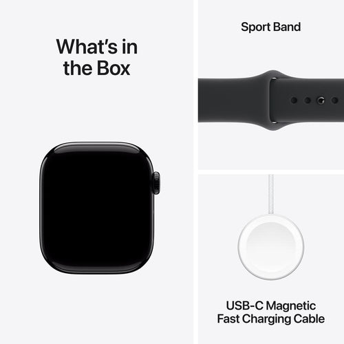 Apple Watch Series 11 GPS 42mm Jet Black Aluminium Case with Black Sport Band - M/L (MEQU4X/A)