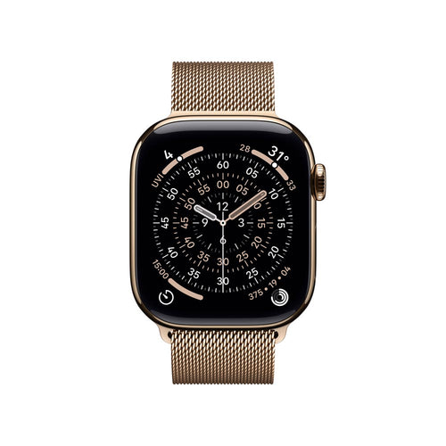 Apple Watch Series 11 GPS + Cellular 42mm Gold Titanium Case with Gold Milanese Loop