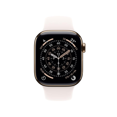Apple Watch Series 11 GPS + Cellular 46mm Gold Titanium Case with Light Blush Sport Band - M/L
