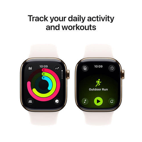 Apple Watch Series 11 GPS + Cellular 46mm Gold Titanium Case with Light Blush Sport Band - S/M