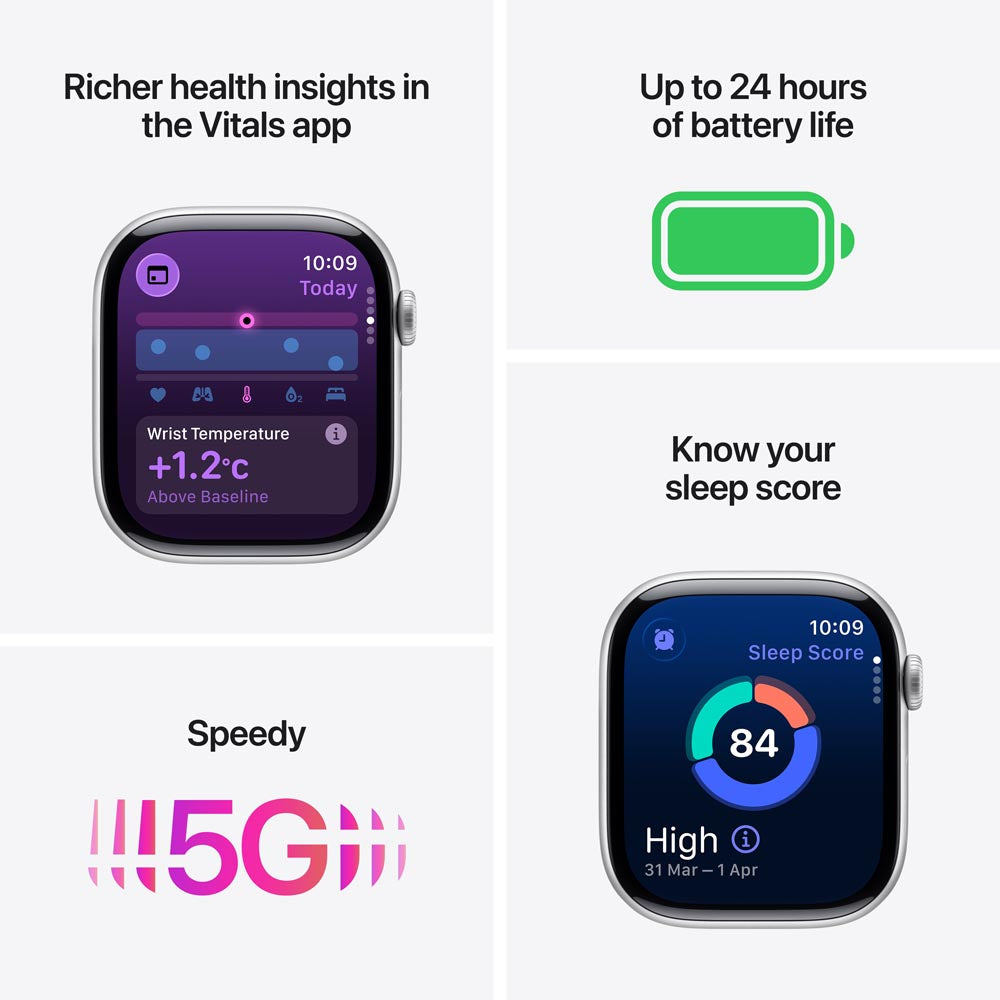 Apple Watch Series 11 GPS + Cellular 42mm Space Grey Aluminium Case with Black Sport Band - S/M