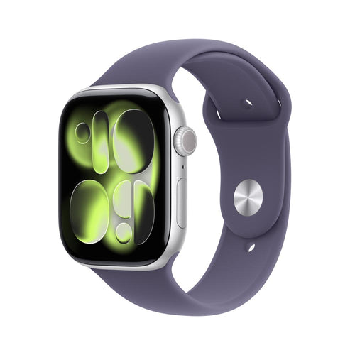 Apple Watch Series 11 GPS 46mm Silver Aluminium Case with Purple Fog Sport Band - S/M