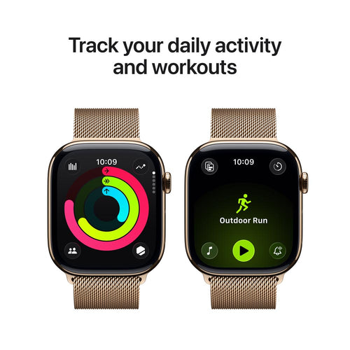 Apple Watch Series 11 GPS + Cellular 46mm Gold Titanium Case with Gold Milanese Loop - S/M