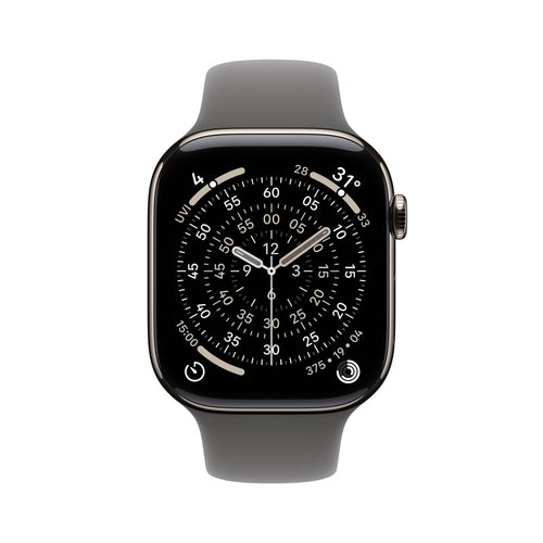 Apple Watch Series 11 GPS + Cellular 42mm Natural Titanium Case with Stone Grey Sport Band - M/L