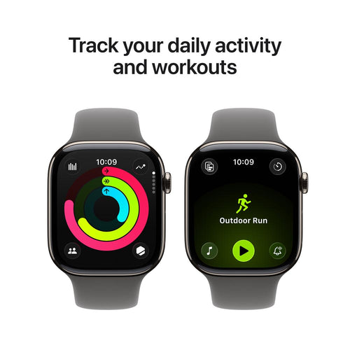 Apple Watch Series 11 GPS + Cellular 42mm Natural Titanium Case with Stone Grey Sport Band - M/L