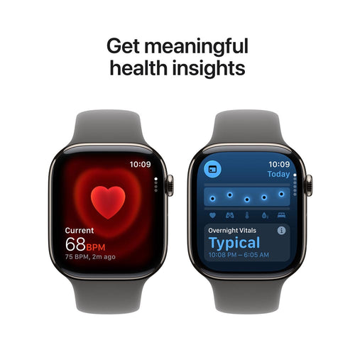 Apple Watch Series 11 GPS + Cellular 42mm Natural Titanium Case with Stone Grey Sport Band - S/M