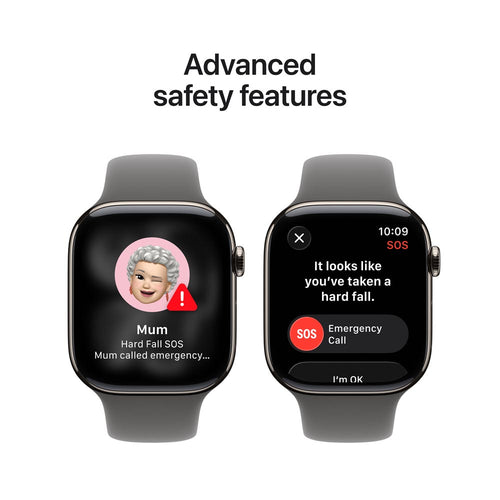 Apple Watch Series 11 GPS + Cellular 42mm Natural Titanium Case with Stone Grey Sport Band - M/L