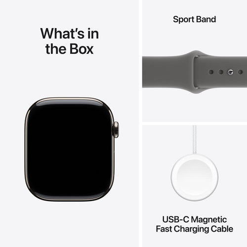 Apple Watch Series 11 GPS + Cellular 42mm Natural Titanium Case with Stone Grey Sport Band - S/M