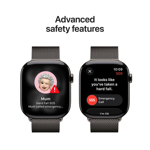 Apple Watch Series 11 GPS + Cellular 46mm Slate Titanium Case with Slate Milanese Loop - S/M