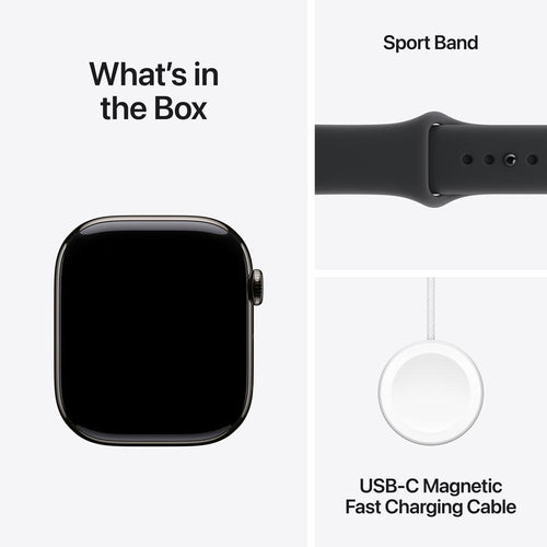 Apple Watch Series 11 GPS + Cellular 46mm Slate Titanium Case with Black Sport Band - S/M