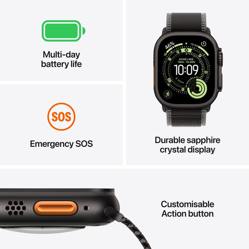 Apple Watch Ultra 3 GPS + Cellular 49mm Black Titanium Case with Black Alpine Loop - Large