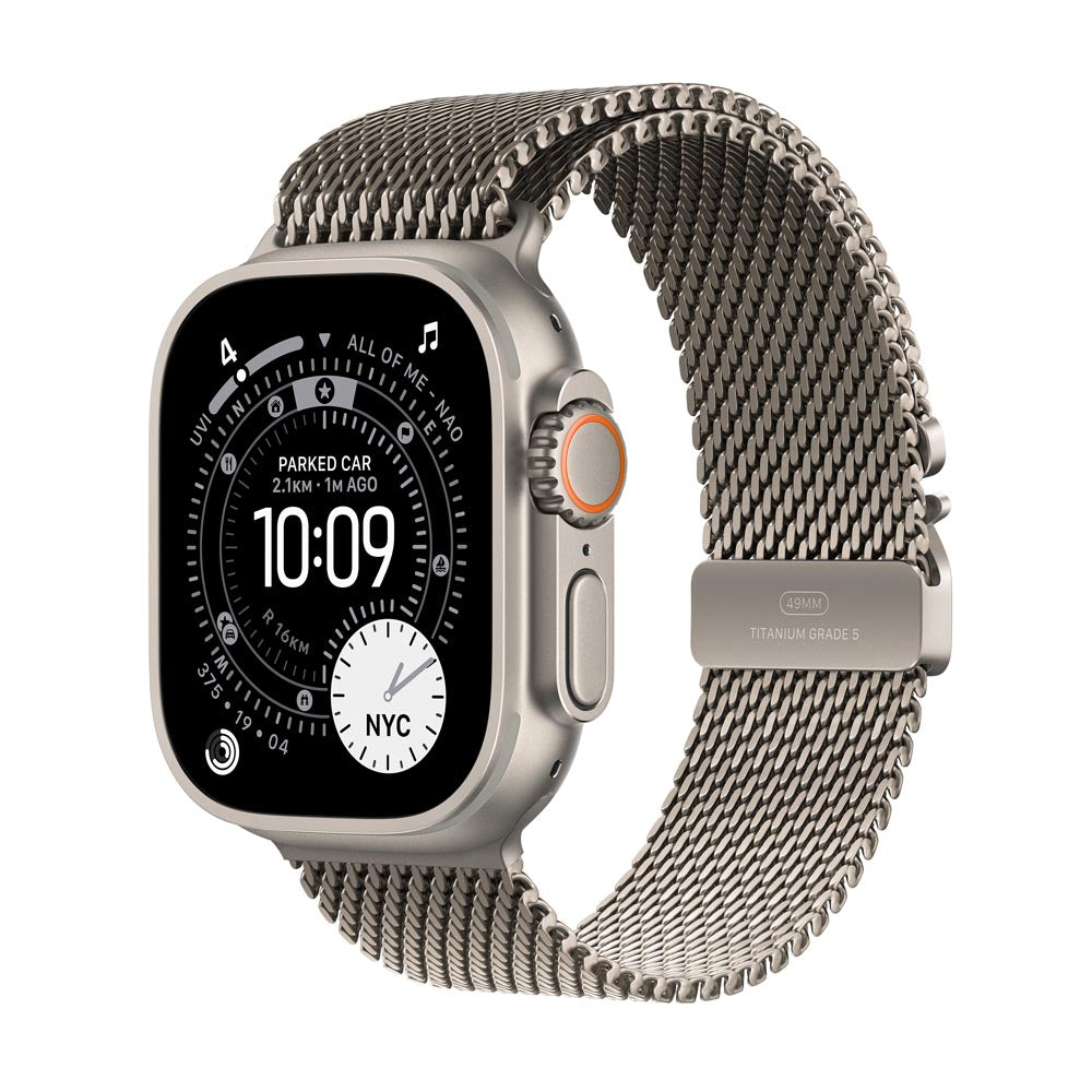 Apple Watch Ultra 3 GPS + Cellular 49mm Natural Titanium Case with Natural Titanium Milanese Loop - Large