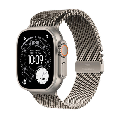 Apple Watch Ultra 3 GPS + Cellular 49mm Natural Titanium Case with Natural Titanium Milanese Loop - Large