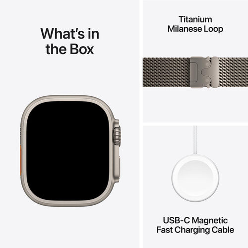 Apple Watch Ultra 3 GPS + Cellular 49mm Natural Titanium Case with Natural Titanium Milanese Loop - Large