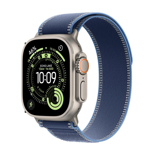 Apple Watch Ultra 3 GPS + Cellular 49mm Natural Titanium Case with Blue/Bright Blue Trail Loop - M/L