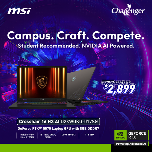 MSI Crosshair 16 HX AI D2XWGKG-017SG - UT9-275HX 32GB 1TB GeForce RTX 5070