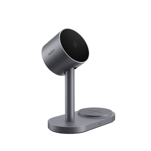 Aukey LC-MC213 MagFusion 2X 2-in-1 Qi2.2 (25W) Magnetic Fast Wireless Charger - Gray