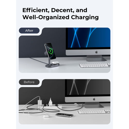 Aukey LC-MC213 MagFusion 2X 2-in-1 Qi2.2 (25W) Magnetic Fast Wireless Charger - Gray