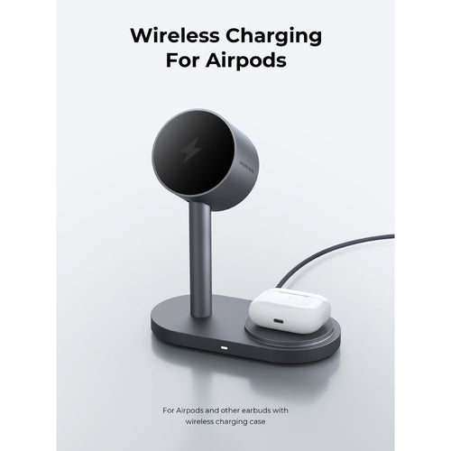 Aukey LC-MC213 MagFusion 2X 2-in-1 Qi2.2 (25W) Magnetic Fast Wireless Charger - Gray