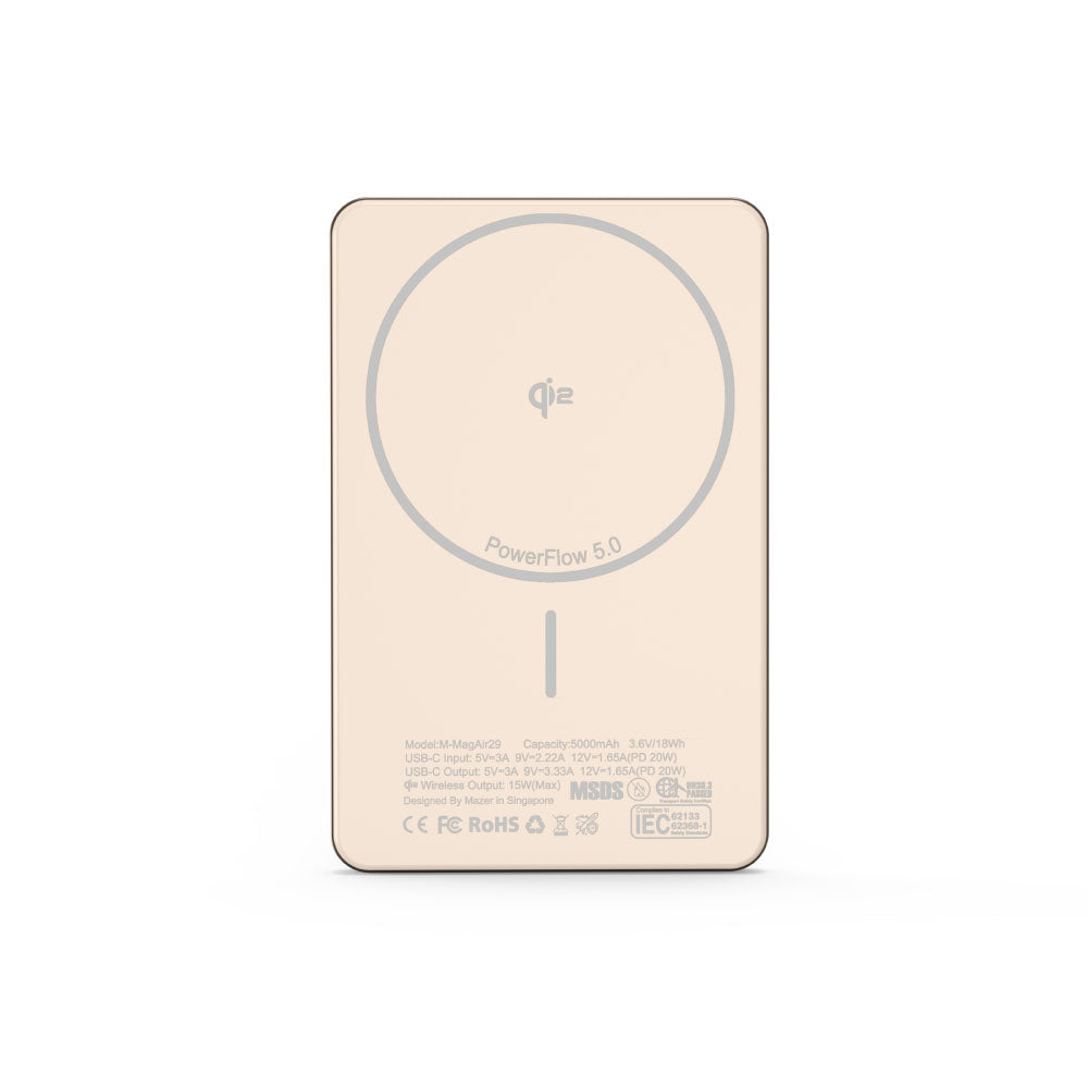 Mazer M-MagAir29-DT qi2 15W 5000mAh PD20W Ultra Slim Power Bank (Desert Titanium)