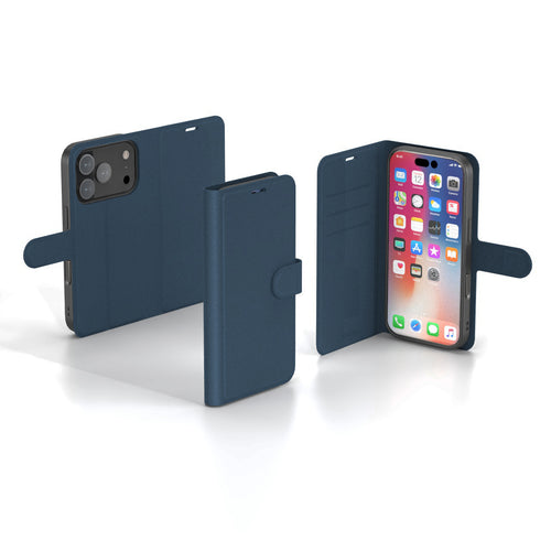 Nbrandz/N-Folio-iPhone 17 Pro Navy Blue Folio Leather Wallet Case