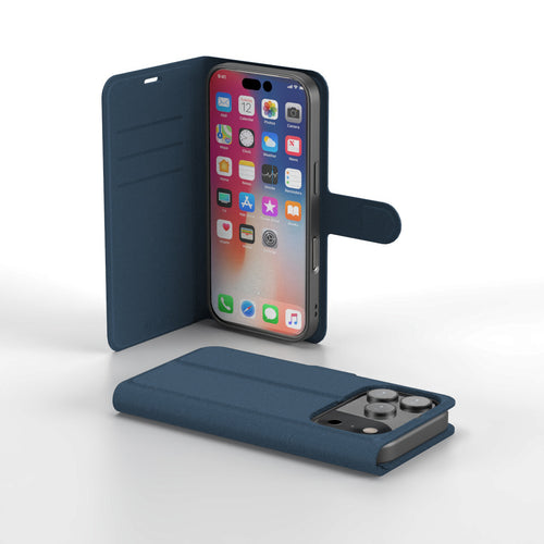 Nbrandz/N-Folio-iPhone 17 Pro Navy Blue Folio Leather Wallet Case