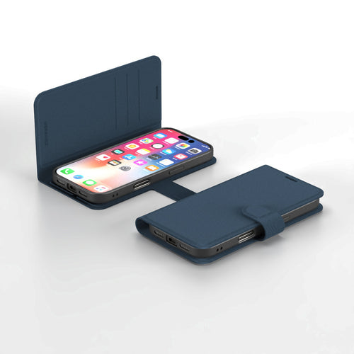 Nbrandz/N-Folio-iPhone 17 Pro Navy Blue Folio Leather Wallet Case