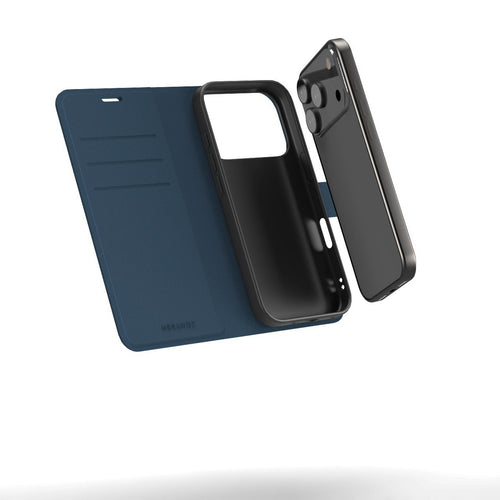 Nbrandz/N-Folio-iPhone 17 Pro Navy Blue Folio Leather Wallet Case