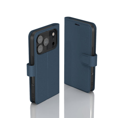 Nbrandz/N-Folio-iPhone 17 Pro Navy Blue Folio Leather Wallet Case