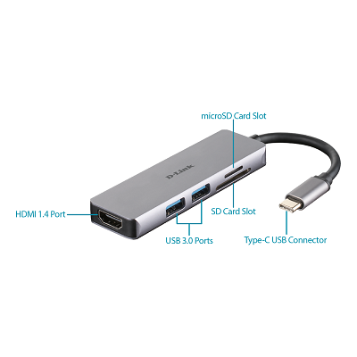 D-Link DUB-M530 5-in-1 USB Type-C Hub with HDMI and SD/microSD Card Reader