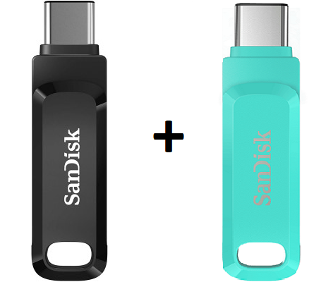 SanDisk Dual Drive Go 128GB Twin Pack (Black & Green) USB 3.1 Type C [DDC3 twin pack]
