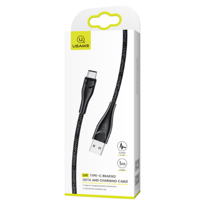 Usams US-SJ392 USB-A To USB-C Charging Cable 1m 2A (Black)