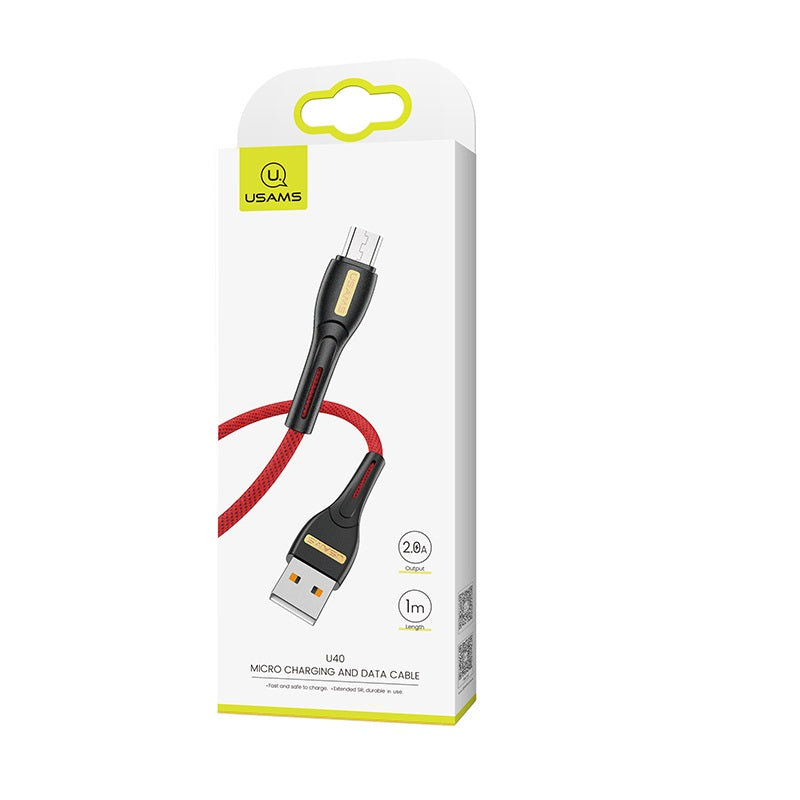 Usams US-SJ389 USB-A To Micro USB Charging Cable 2A 1M (Red)