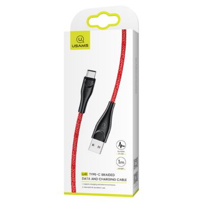 Usams US-SJ392 USB-A To USB-C Charging Cable 1m 2A (Red)