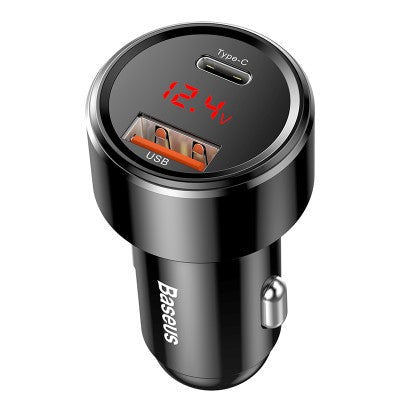 Baseus CCMLC20C-01 Type-c PD+QC Quick Car Charging 45W (Black)
