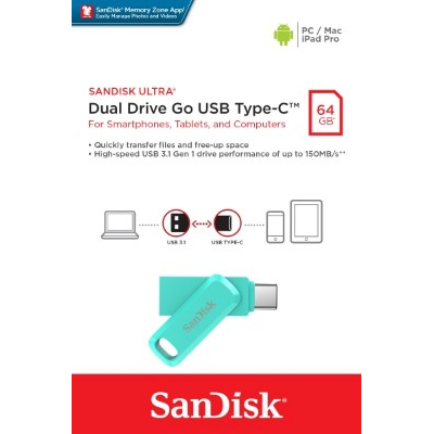 SanDisk Ultra Dual Drive Go 64GB (Green) USB 3.1 Type-C [SDDDC3-064G-G46G]