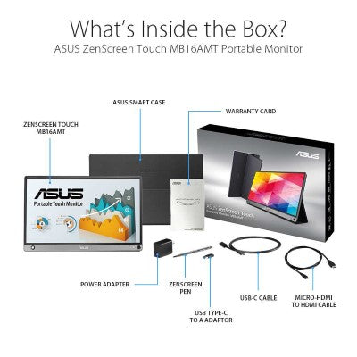 Asus ZenScreen MB16AMT USB Portable Monitor - 15.6-inch, IPS, Full HD, 10-point Touch, Built-in Battery