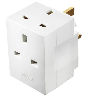 Masterplug MSF3-MPA 3 Way Fused Adapter (White)