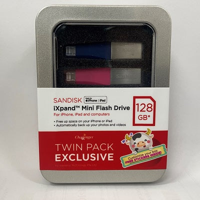 SanDisk iXpand Mini Flash Drive 128GB Twin Pack (Pink & Blue) USB 3.0