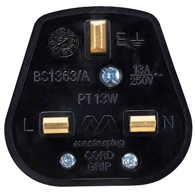 Masterplug PT13B-MPA 13A Plug with 13 Amp Fuse (Black)