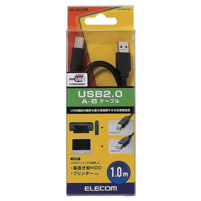 Elecom U2C-BN10BK A-B Normal 1.0m USB 2.0 Cable (Black)