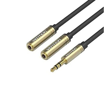Vention BBBBY-M 3.5MM Plug to Dbl 6.5MM Audio Cable 0.3M Blk