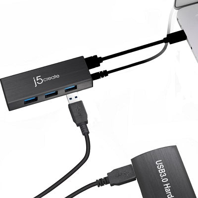 J5Create USB 3.0 4-port Mini Hub (JUH340) w Power Adapter