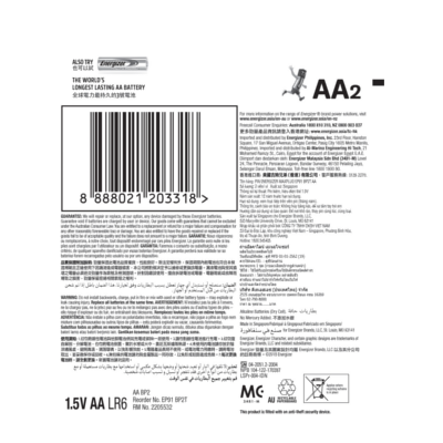 Energizer Max Plus EP91 BP2 AA Battery