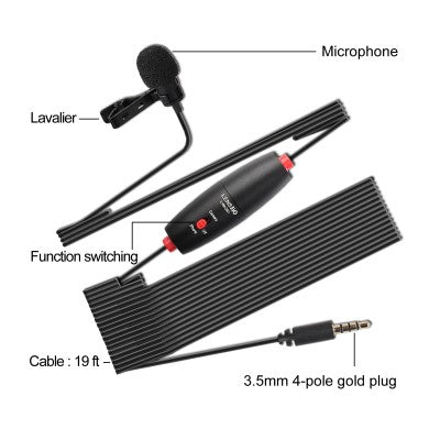 LENSGO 2-in-1 Omni Directional Lavalier Video Interview Condenser Dual Microphone With 6m Cable (Black)