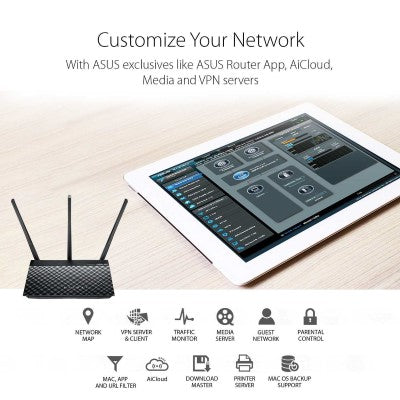Asus RT-AC53 Wireless AC750 Dual-Band Gigabit Router 300/43
